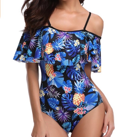 womens pineapple one piece swimsuit
